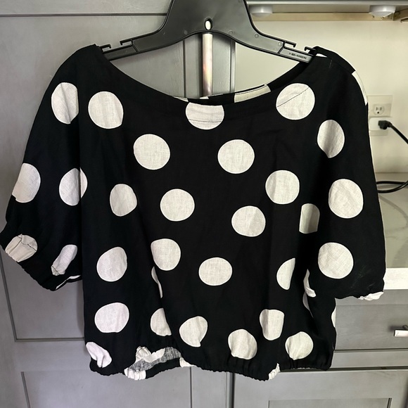 Tabitha Brown for Target Tops - Black and White Polka Dot Crop Blouse